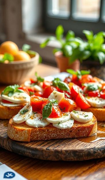 Закуска Брускетта с вялеными томатами