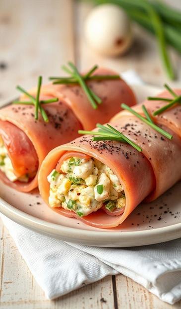 рулетики из ветчины с сыром