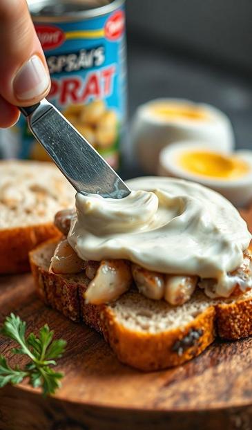  шпроты с яйцом