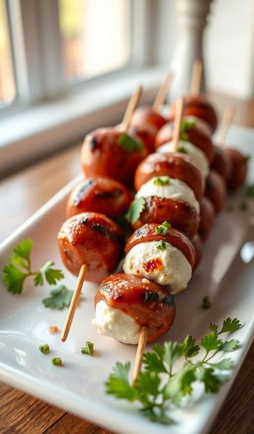 Закуска на шпажках с колбасой и сливочным сыром. Рецепты закусок на шпажках