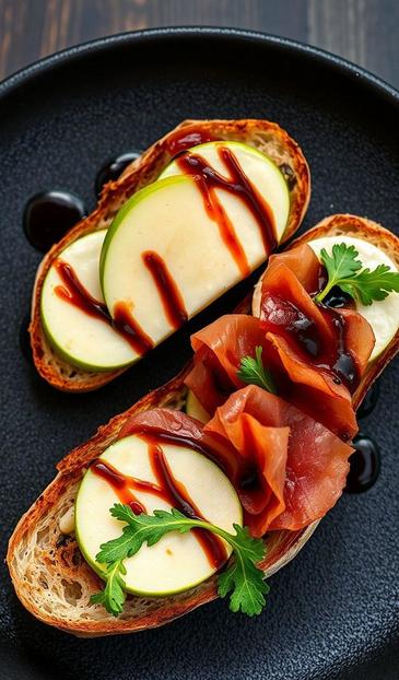 брускетты с бри и яблоком