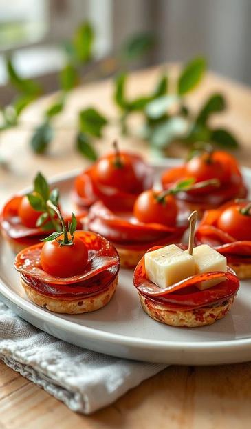 канапе с салями и сыром
