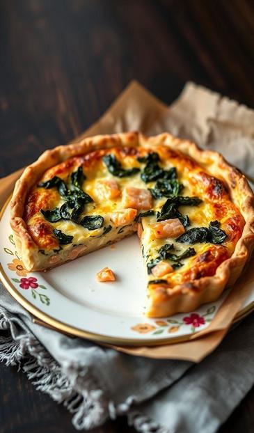 киш с лососем