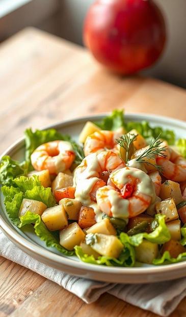  оливье с креветками и авокадо