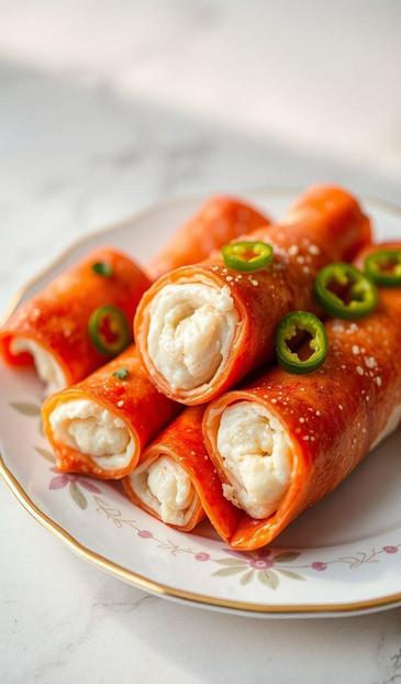 острые рулетики из крабовых палочек