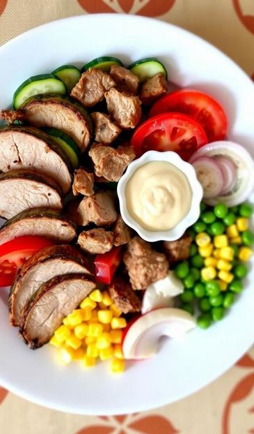 Яркий салат Калейдоскоп со свиным сердцем: пошаговый рецепт