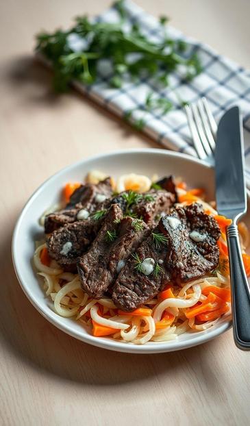 Пражский салат с говядиной и перцем: пошаговый рецепт