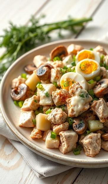 салат с курицей и грибами