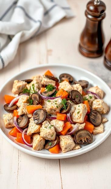 салат с маринованными грибами