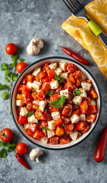 салат с помидорами и ананасом