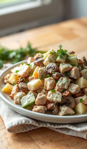  салаты с курицей и маринованными огурцами