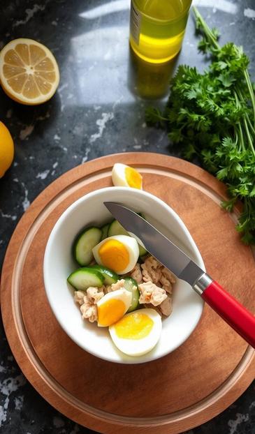  салаты с яйцом и огурцом