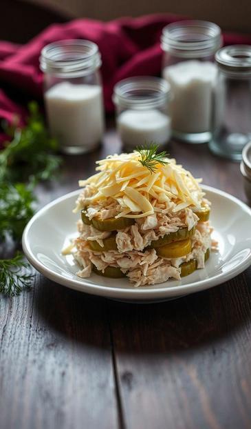  слоеный салат с курицей