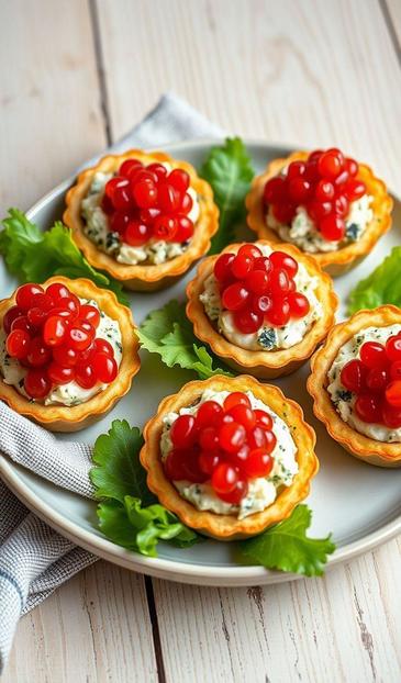 тарталетки с красной икрой
