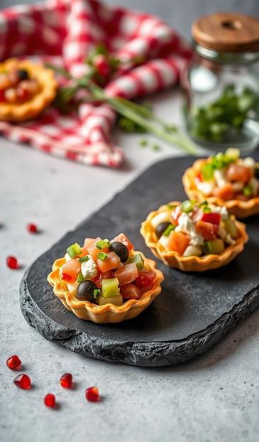 тарталетки с салатом Оливье