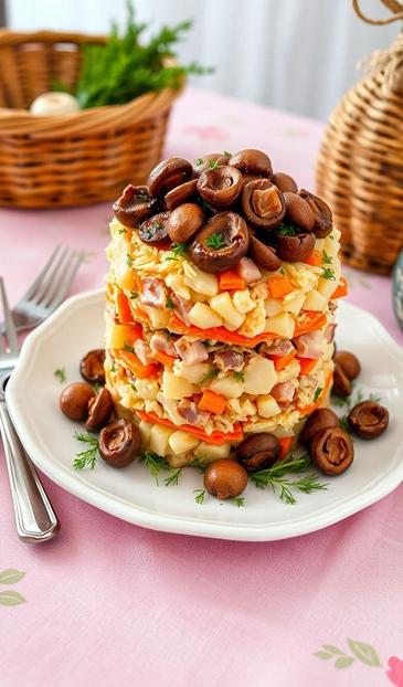  грибная поляна с ветчиной