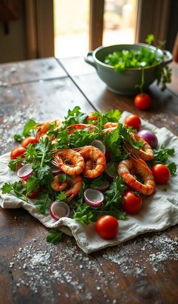  кальмар и креветки