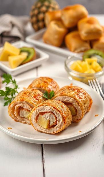 куриные рулетики с ананасом