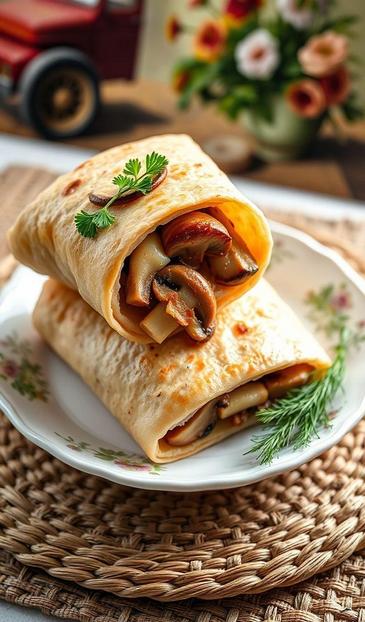 лаваш с сыром и грибами