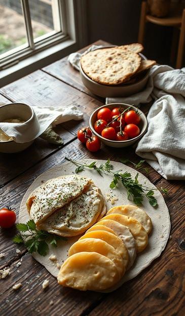  лаваш с сыром и помидорами