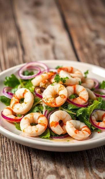 Легкий салат с кальмарами и креветками: Пошаговый рецепт