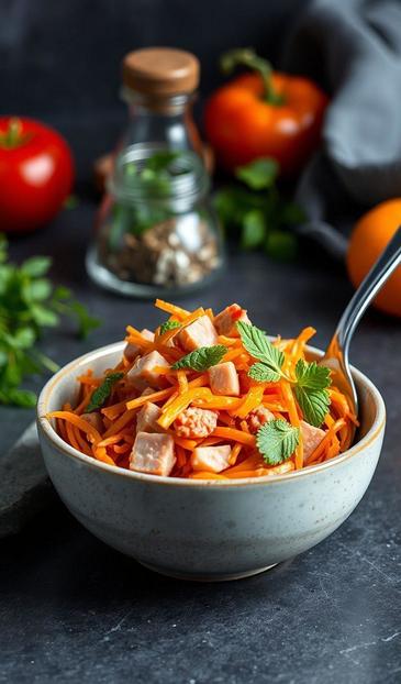 Салат Мужской каприз с колбасой и морковью по-корейски