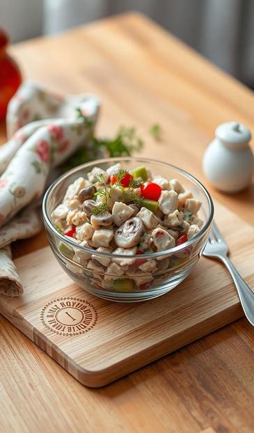 салат с курицей и грибами