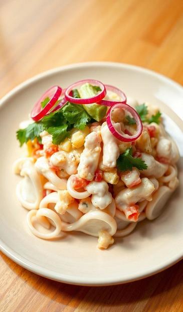  салат с морепродуктами и овощами