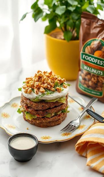  салаты с мясом и орехами