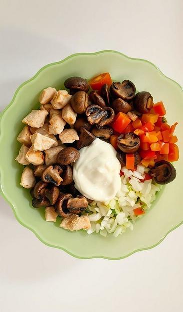  салаты с шампиньонами и курицей
