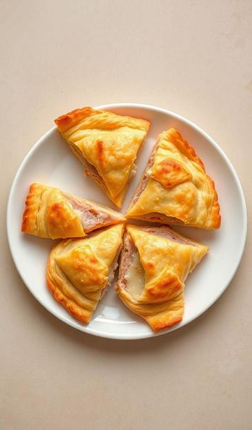 Сэндвич-слойка с паштетом и сыром из слоеного теста: рецепт