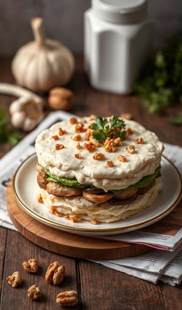 салат с курицей и грибами