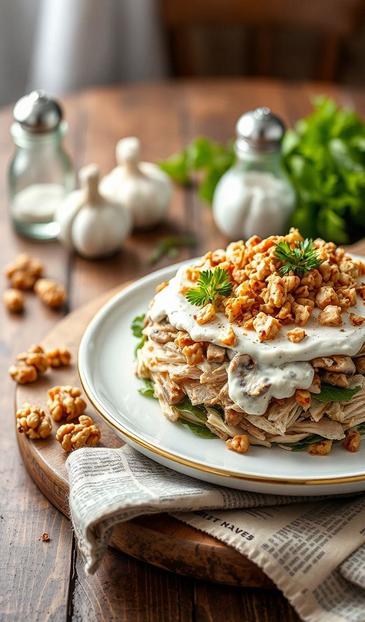 салат с курицей и грибами